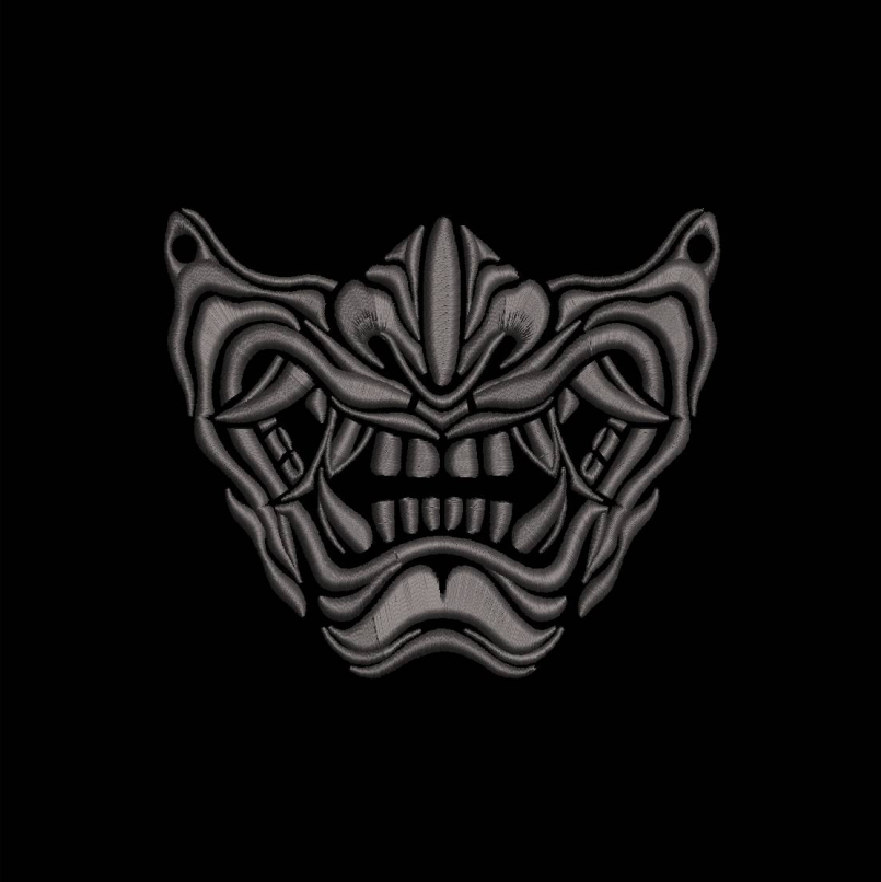 Japanese Samurai Mempo Mask Machine Embroidery Design