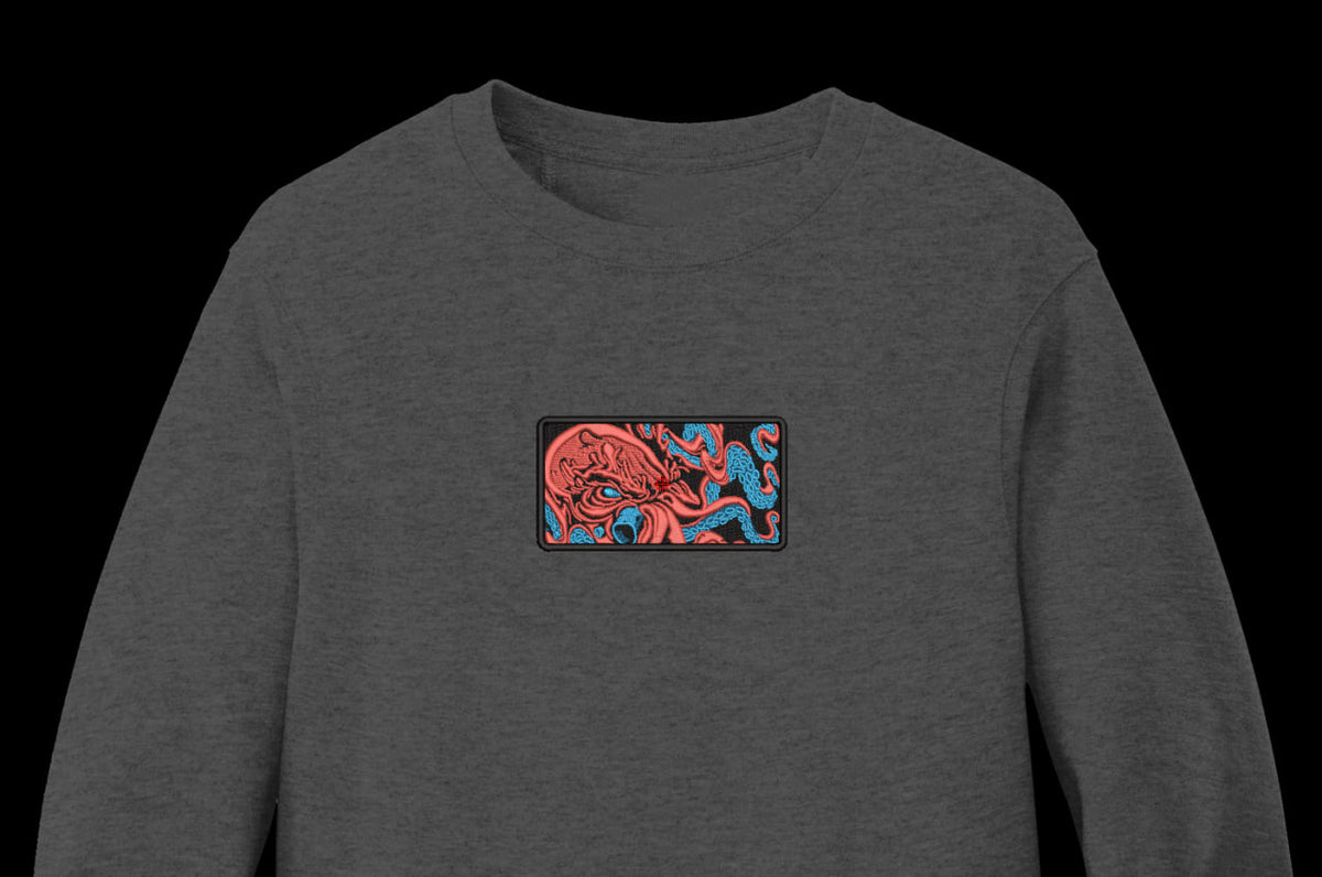 Red Kraken Octopus Machine Embroidery Design