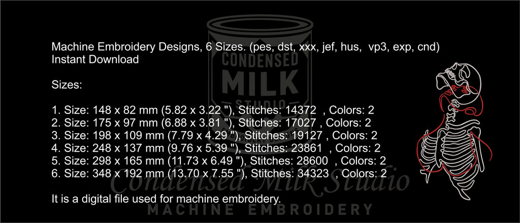 Machine Embroidery Designs.Skeleton
