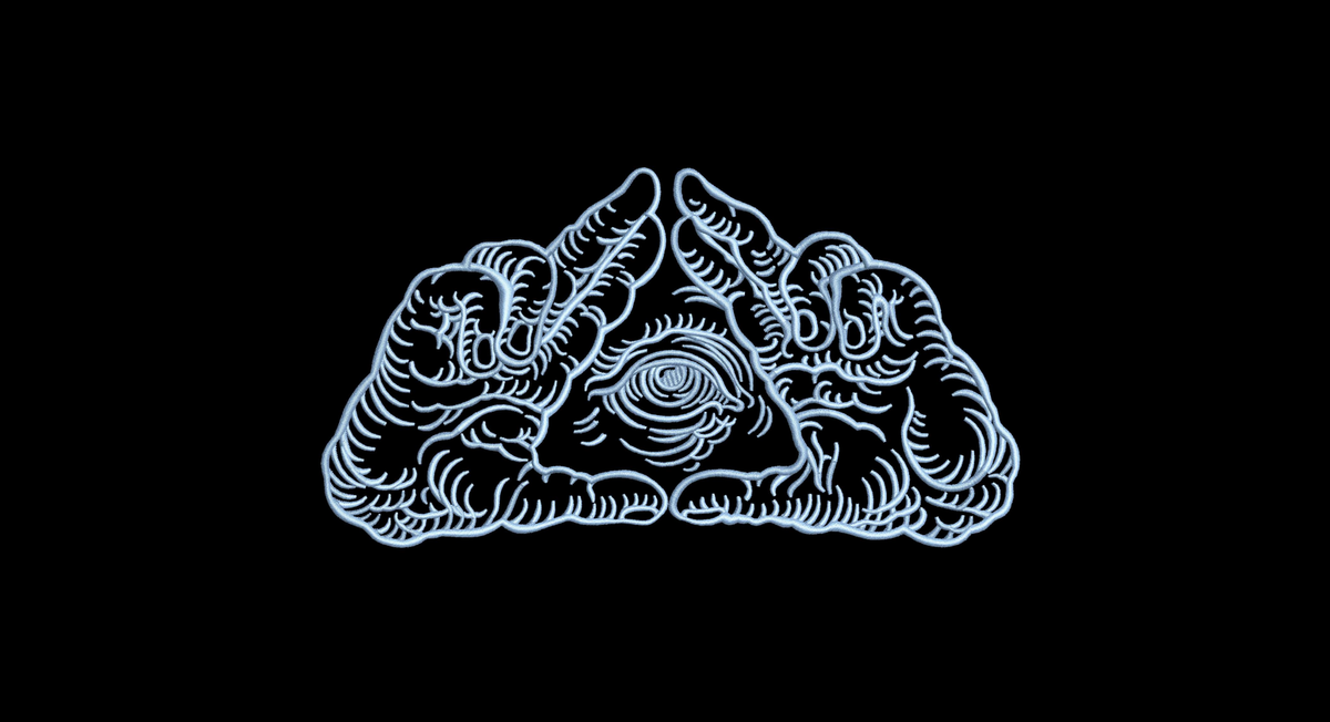 All Seeing Eye Triangle Hands Machine Embroidery Design - Mystical Sacred Geometry Linework Patch Digital File