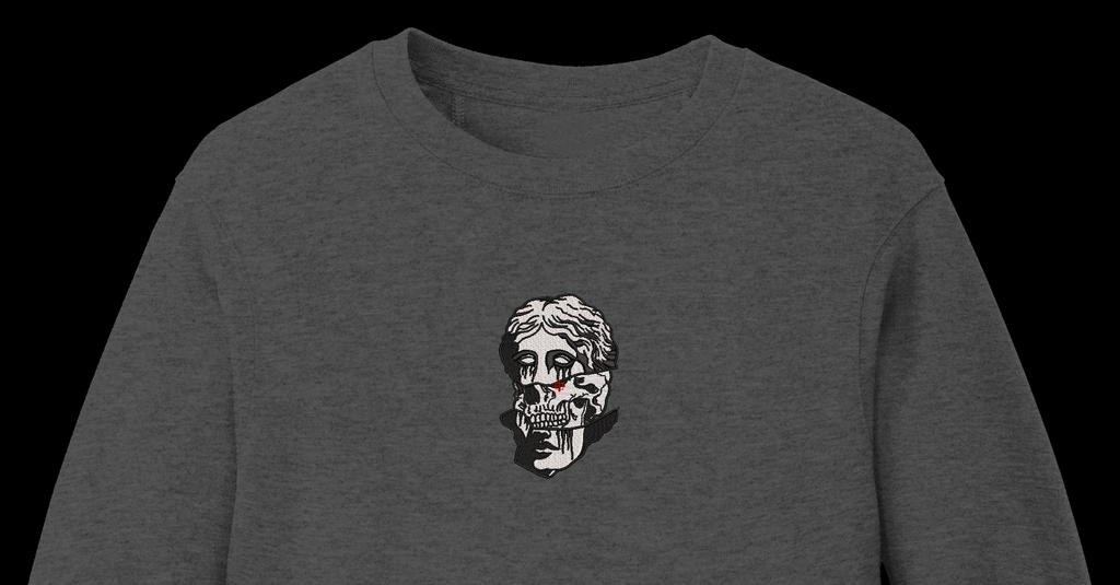 Greek Statue Split Skull Machine Embroidery Design - Dark Academia Bust Patch Digital File