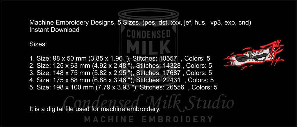 Cursed Warrior Eyes Machine Embroidery Design
