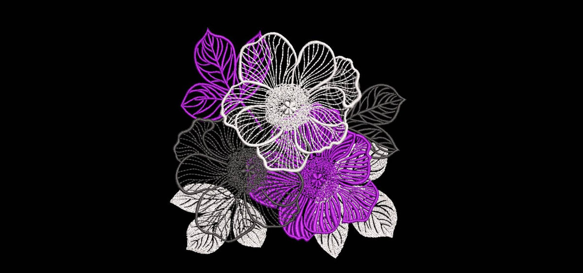Elegant Floral Bouquet Machine Embroidery Design - Sheer Flower Lace Patch Digital File