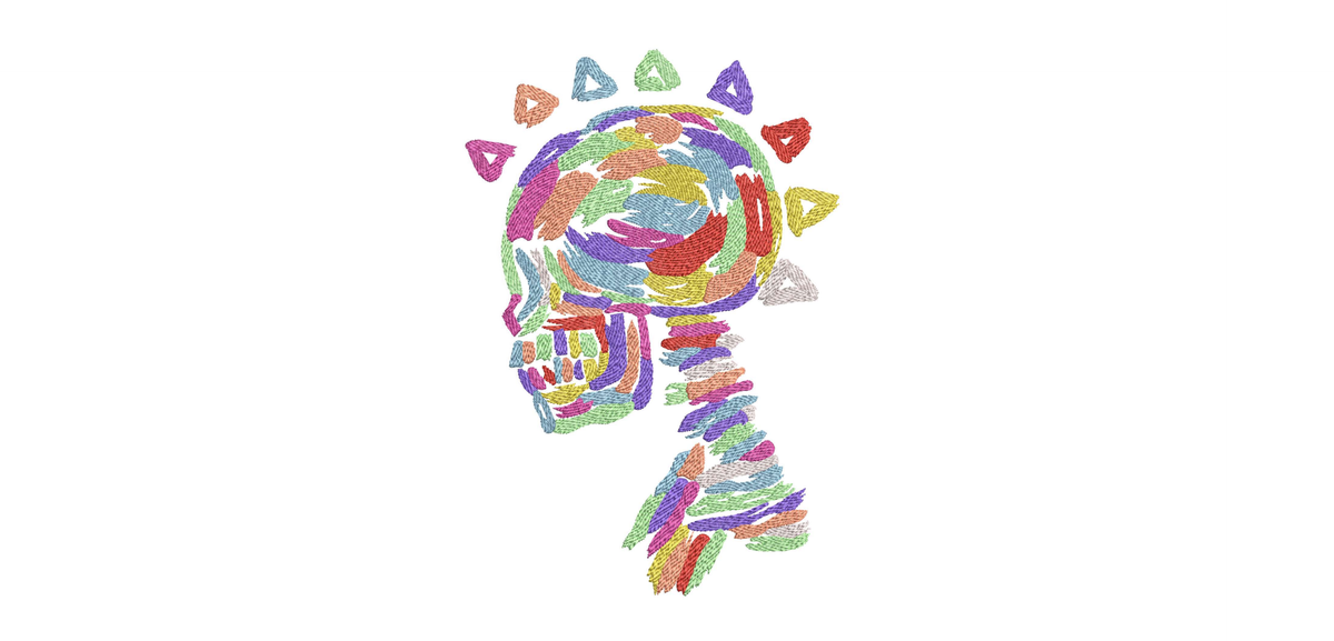 Abstract Colorful Paint Brush Skull Machine Embroidery Design - Colorful Skeleton Pop Art Digital File
