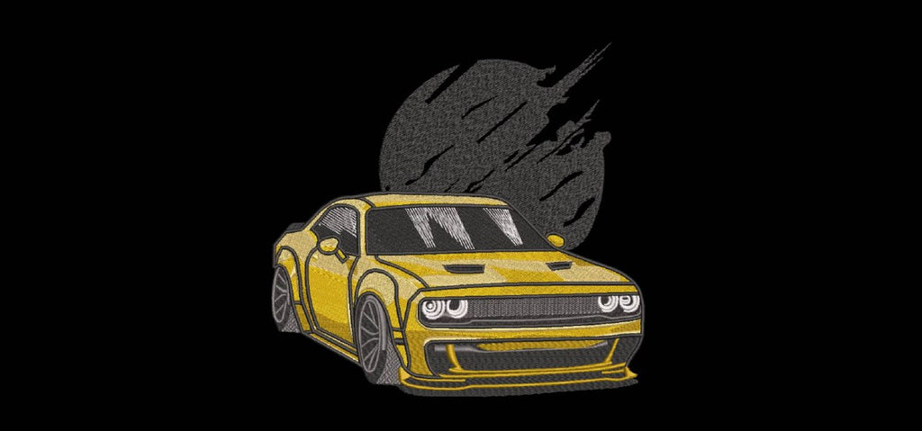 Purple Dodge Challenger SRT Muscle Car Machine Embroidery Design