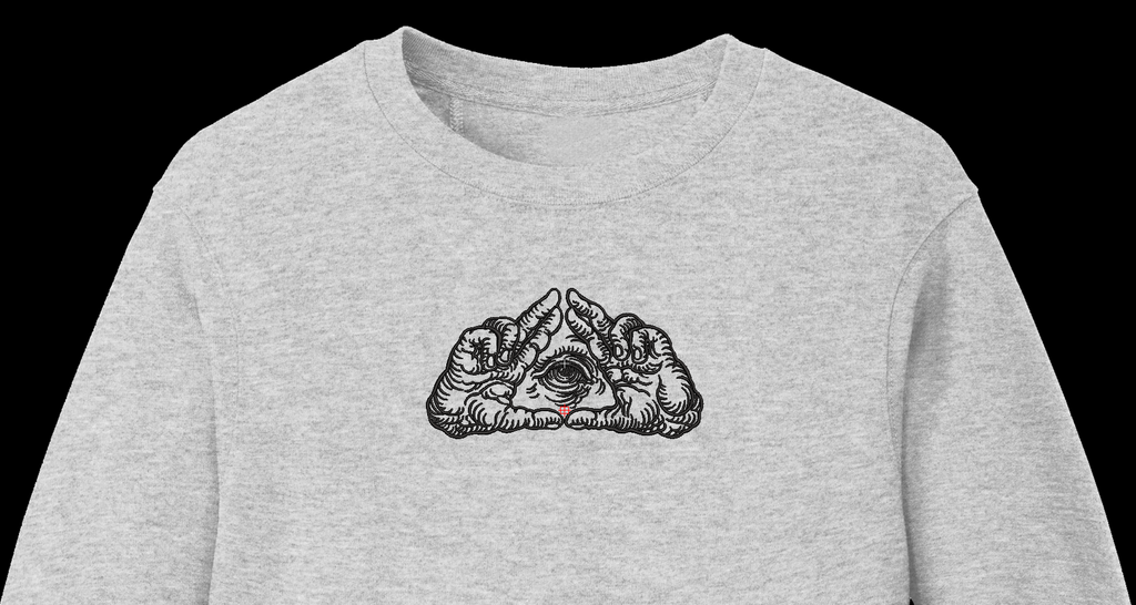 All Seeing Eye Triangle Hands Machine Embroidery Design - Mystical Sacred Geometry Linework Patch Digital File