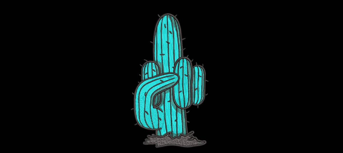 Funny Cactus Middle Finger Machine Embroidery Design - Offensive Desert Plant Patch Digital File