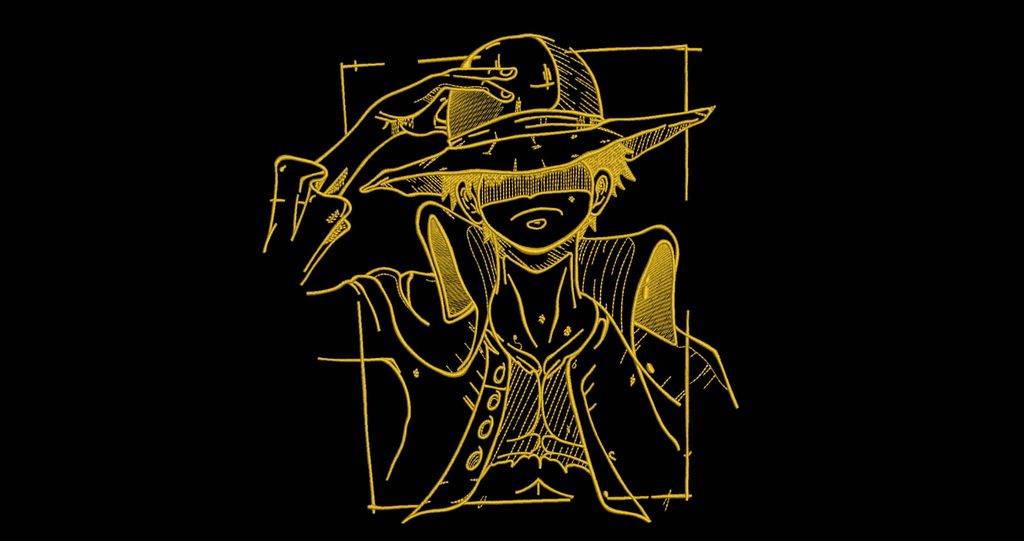 Straw Hat Pirate Captain Machine Embroidery Design