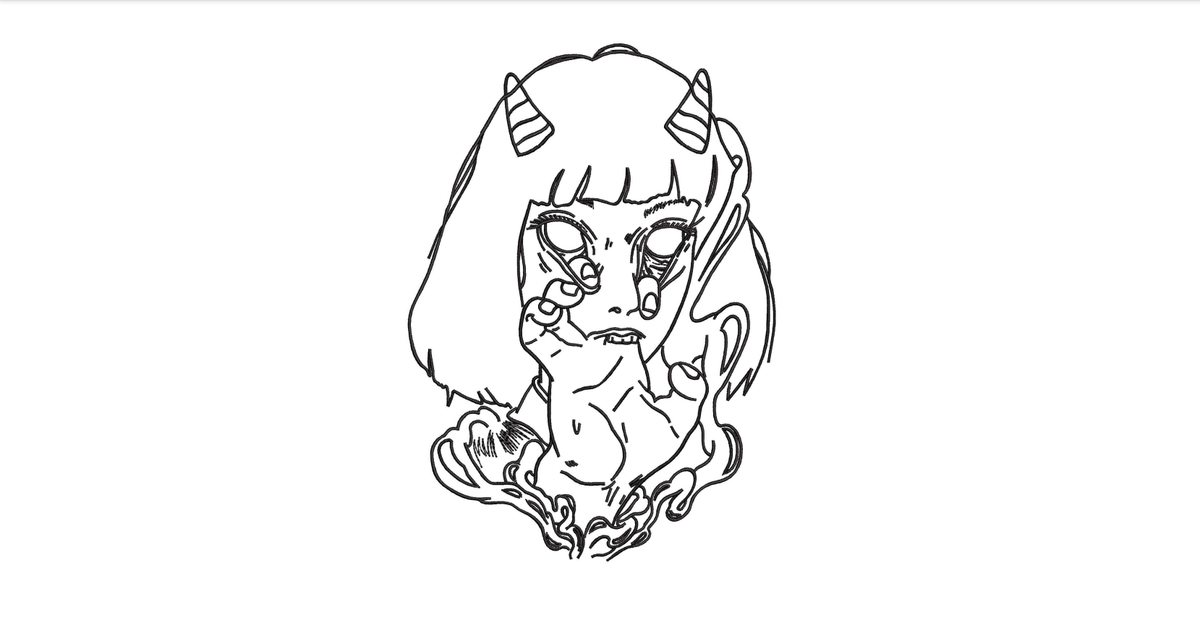 Anime Demon Girl Machine Embroidery Design