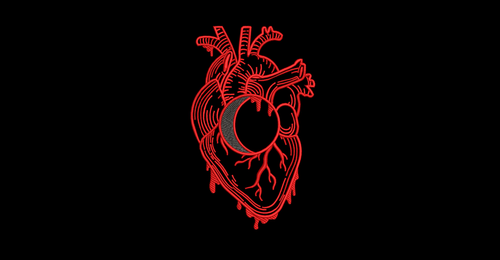 Anatomical Heart Crescent Moon Machine Embroidery Design