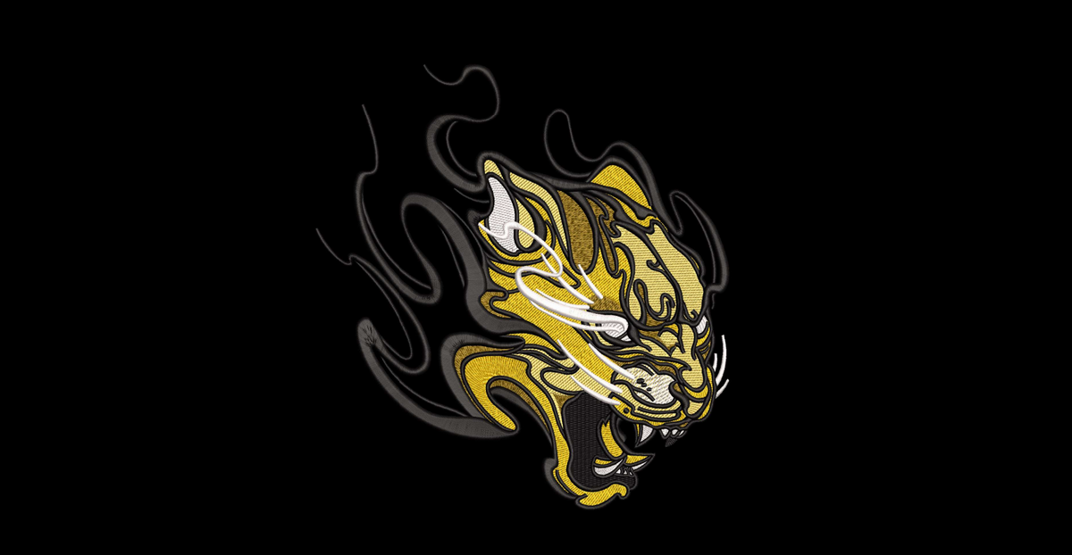 Cyber Tribal Flaming Panther Machine Embroidery Design