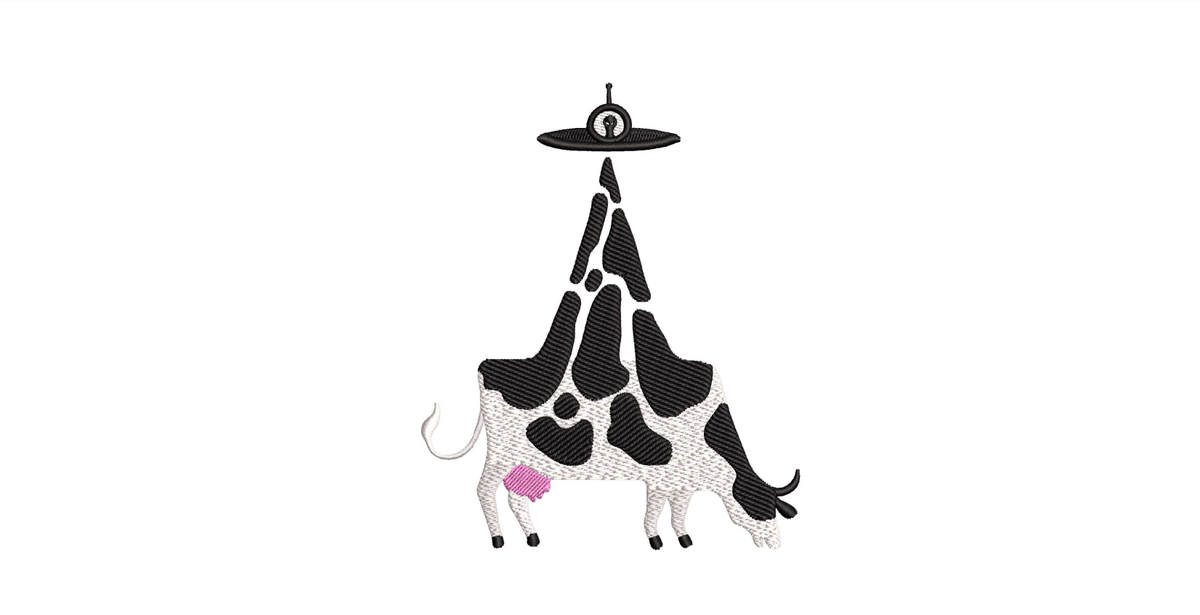 UFO Abducting Cow Machine Embroidery Design