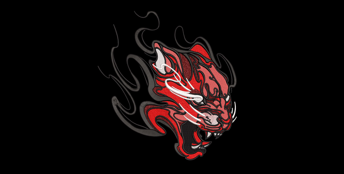 Cyber Tribal Flaming Panther Machine Embroidery Design