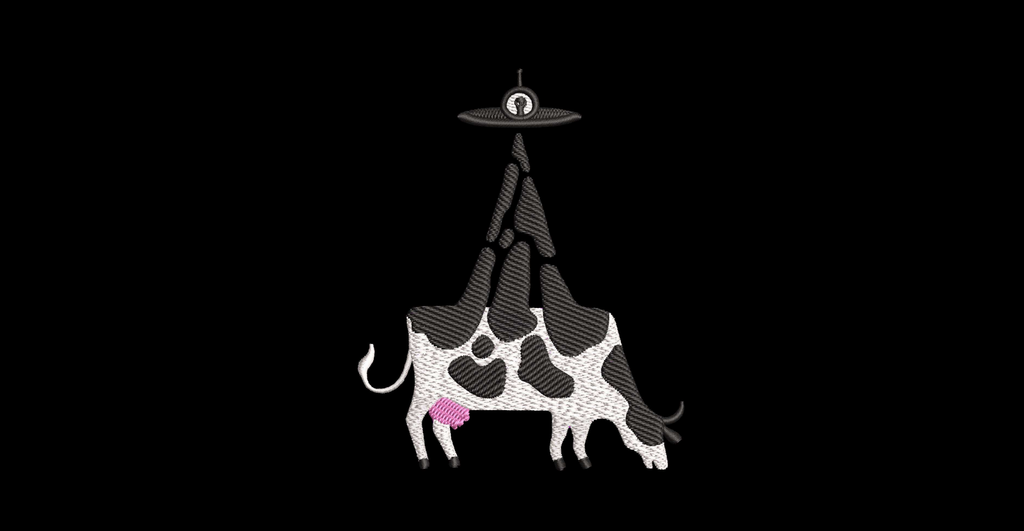 UFO Abducting Cow Machine Embroidery Design