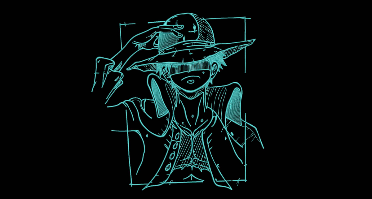 Straw Hat Pirate Captain Machine Embroidery Design