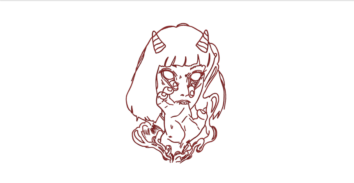 Anime Demon Girl Machine Embroidery Design