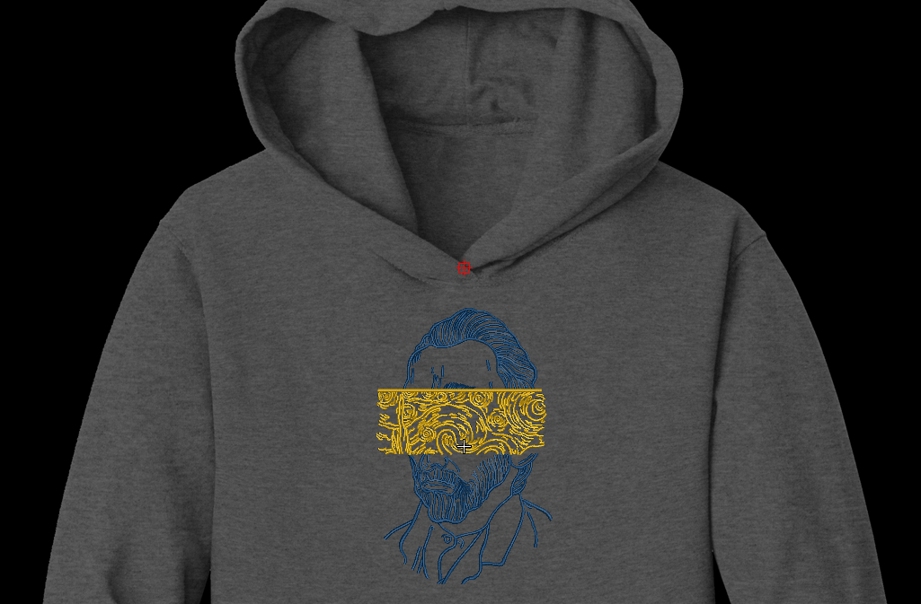 Van Gogh Portrait Starry Night Eyes Machine Embroidery Design - Modern Fine Art Patch Digital File