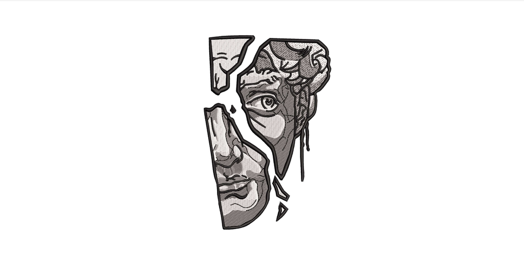 Broken Statue V Shape Machine Embroidery Design