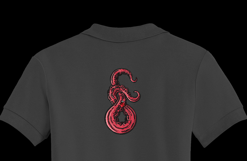 Red Octopus Tentacle Machine Embroidery Design