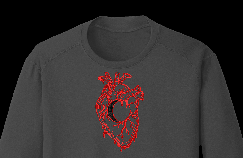 Anatomical Heart Crescent Moon Machine Embroidery Design