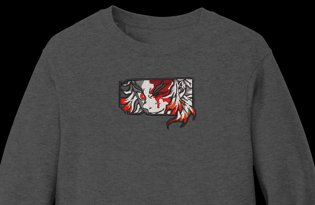 Flame Slayer Anime Eyes Machine Embroidery Design