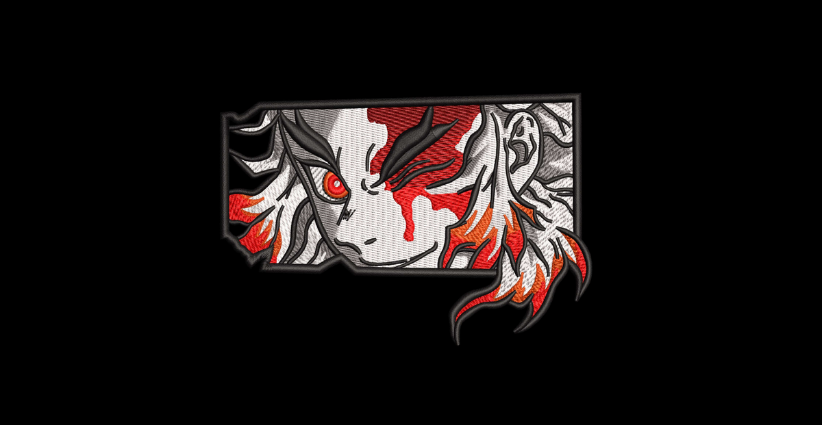 Flame Slayer Anime Eyes Machine Embroidery Design