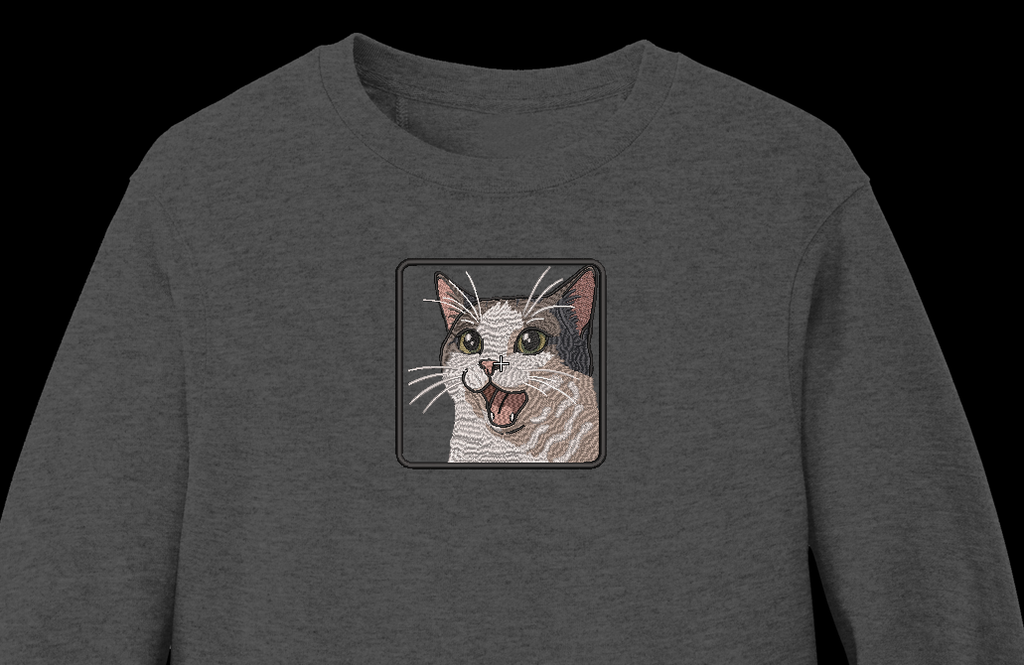 Happy Cat Meme Machine Embroidery Design