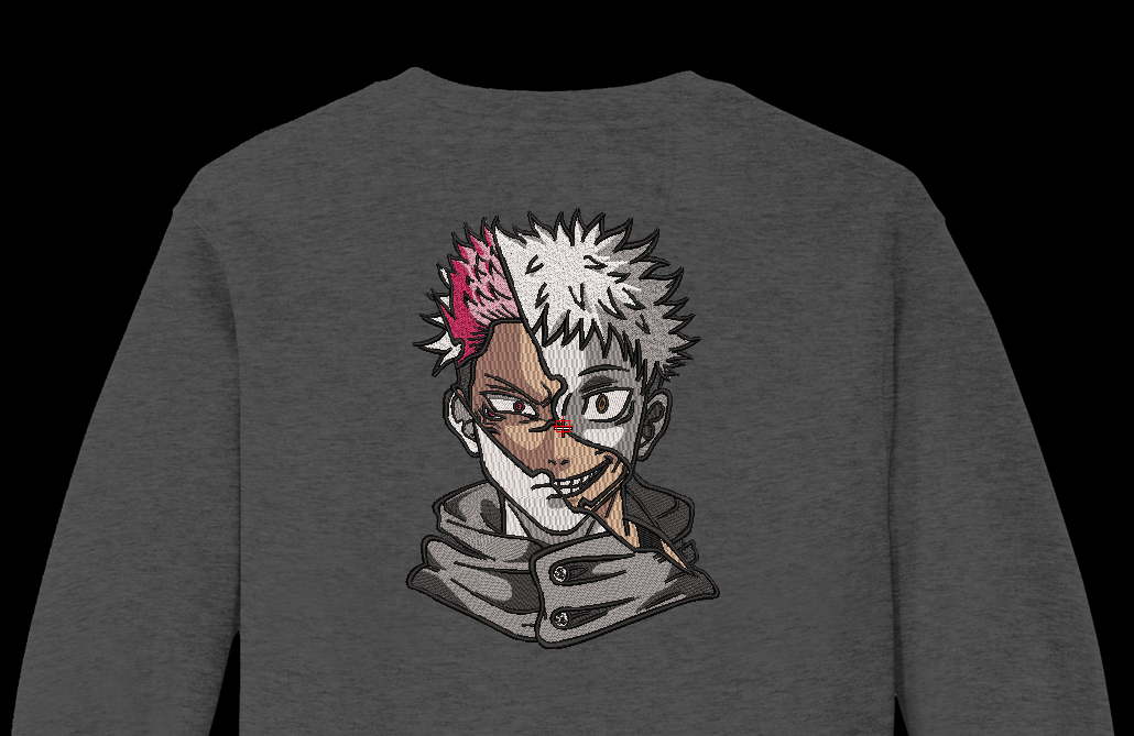 Dual Face Cursed Sorcerer Machine Embroidery Design