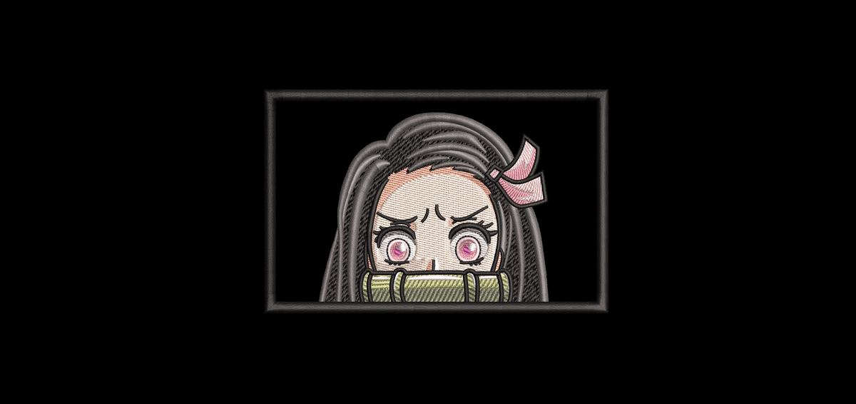 Cute Bamboo Muzzle Anime Girl Machine Embroidery Design