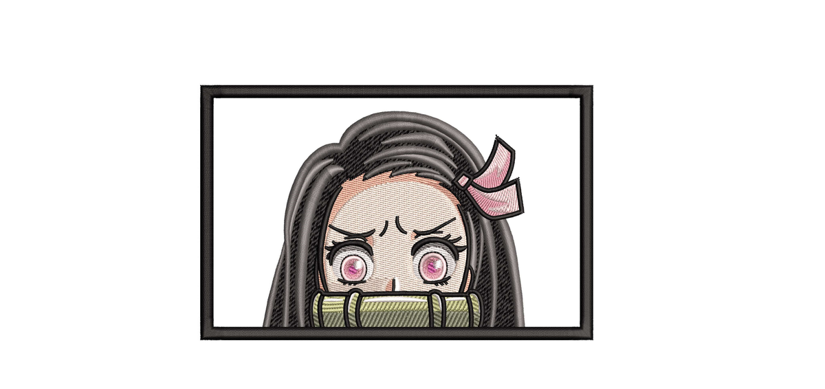 Cute Bamboo Muzzle Anime Girl Machine Embroidery Design