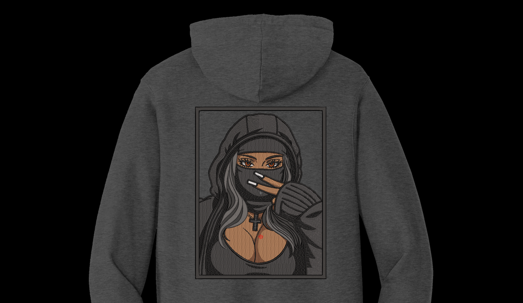 Ski Mask Girl Streetwear Embroidery Design