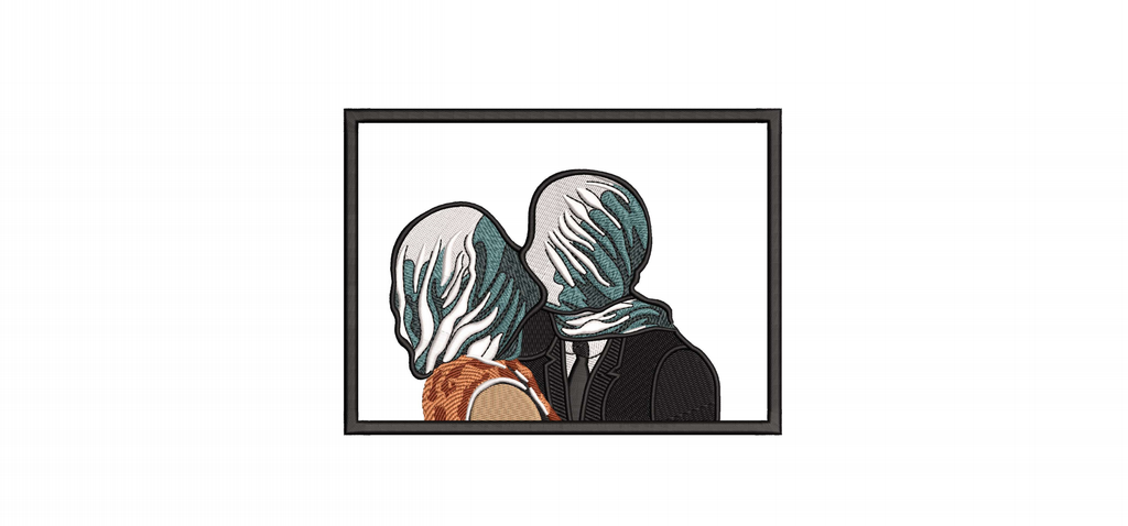 Veiled Lovers Kiss Machine Embroidery Design