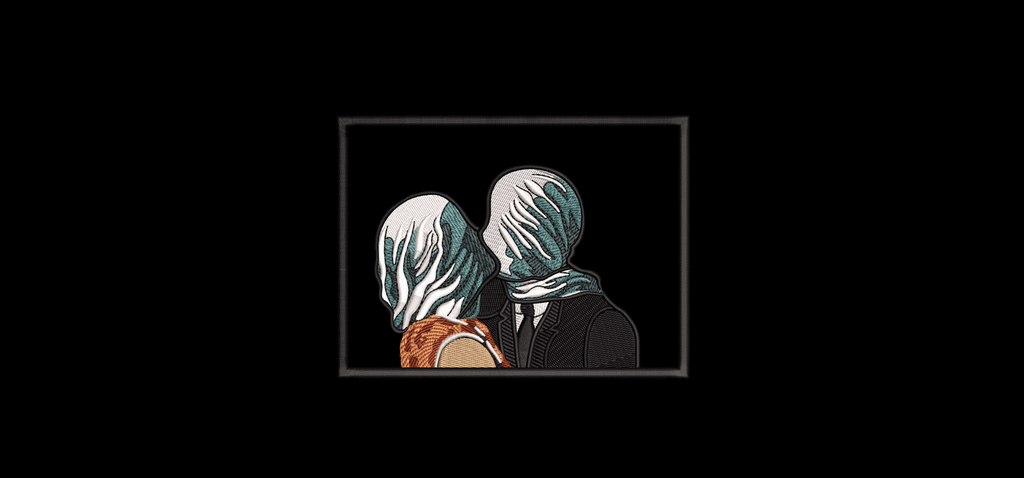 Veiled Lovers Kiss Machine Embroidery Design