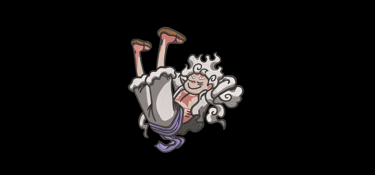 White Cloud Hair Anime Boy Machine Embroidery Design