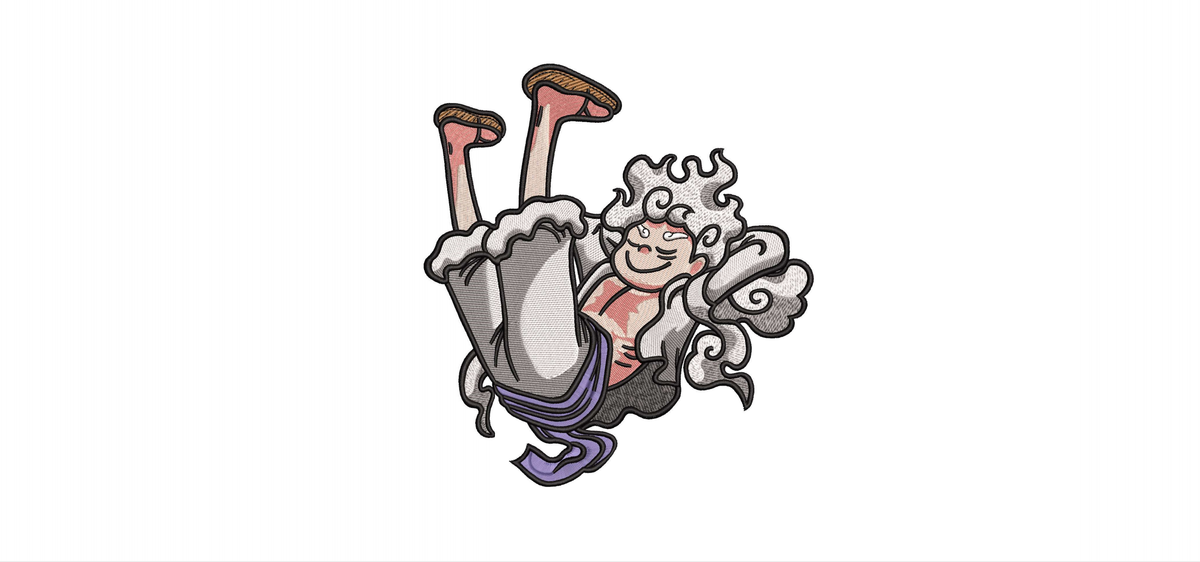 White Cloud Hair Anime Boy Machine Embroidery Design