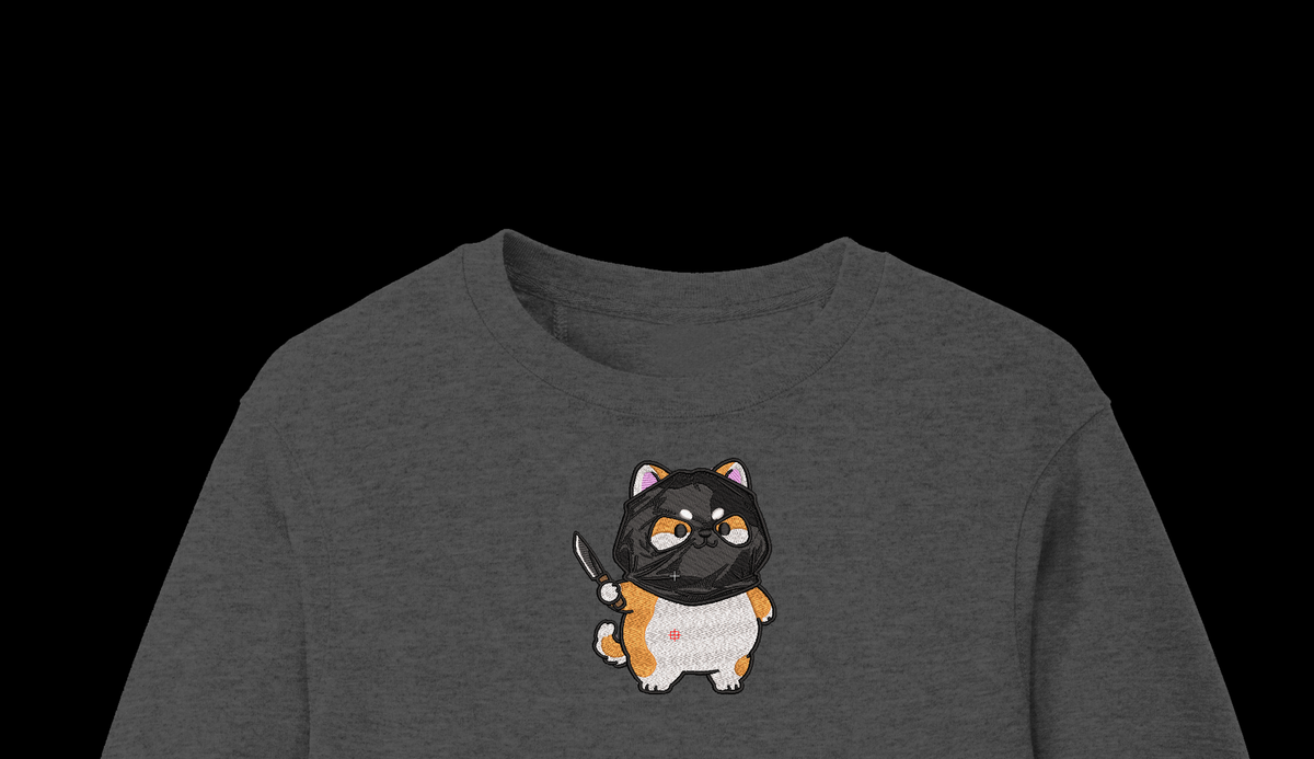 Balaclava Shiba Dog with Knife Machine Embroidery Design