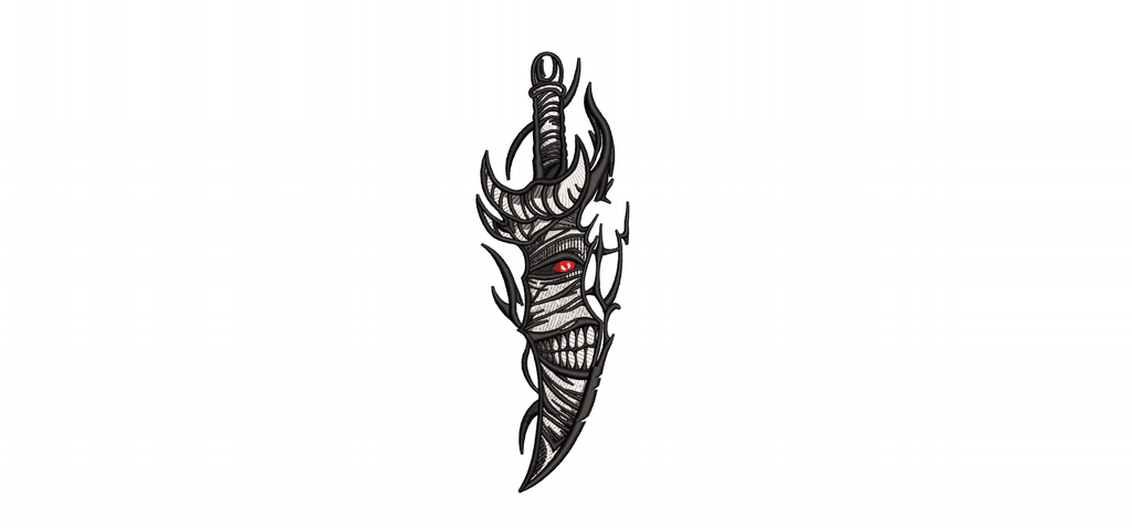 Anime Cursed Shadow Dagger Machine Embroidery Design