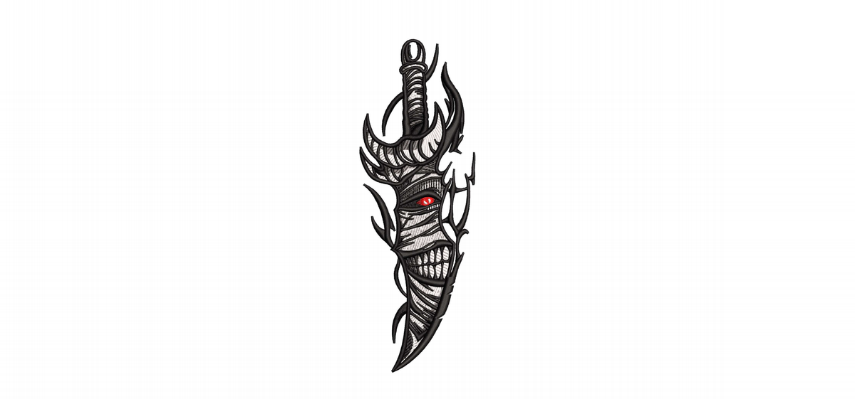 Anime Cursed Shadow Dagger Machine Embroidery Design