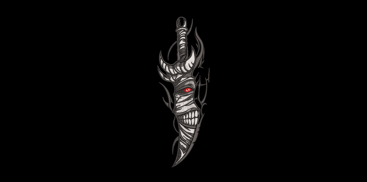 Anime Cursed Shadow Dagger Machine Embroidery Design