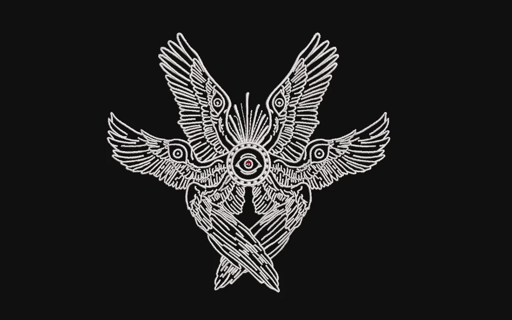 Biblically Accurate Angel Machine Embroidery Design - Six Winged Seraphim Eye Patch Digital File