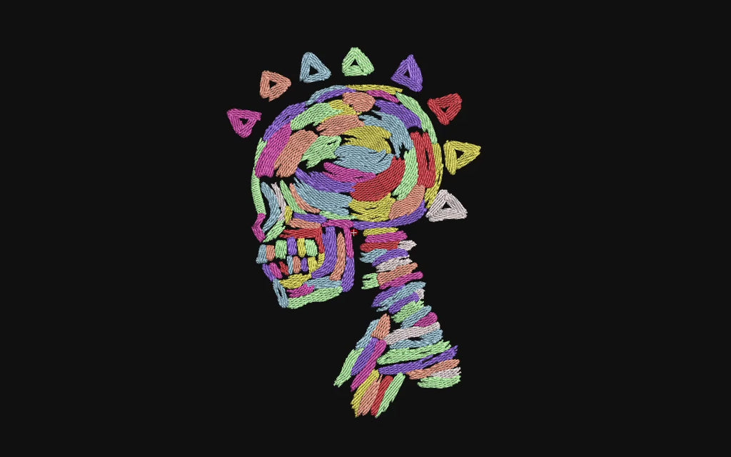 Abstract Colorful Paint Brush Skull Machine Embroidery Design - Colorful Skeleton Pop Art Digital File