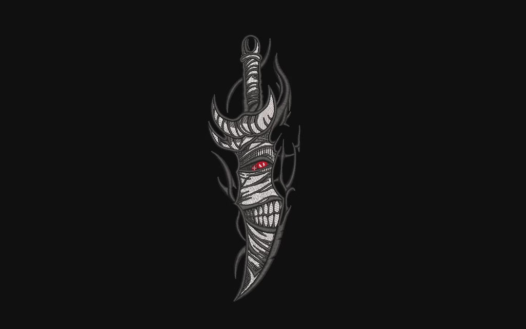 Anime Cursed Shadow Dagger Machine Embroidery Design