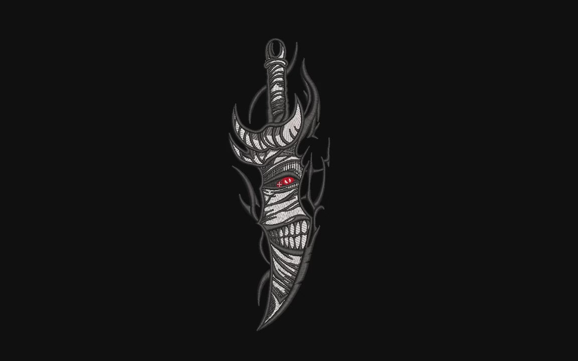 Anime Cursed Shadow Dagger Machine Embroidery Design