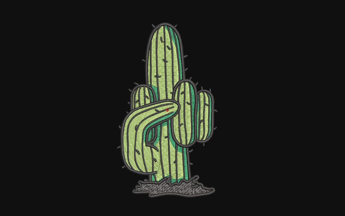 Funny Cactus Middle Finger Machine Embroidery Design - Offensive Desert Plant Patch Digital File