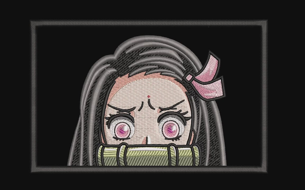 Cute Bamboo Muzzle Anime Girl Machine Embroidery Design