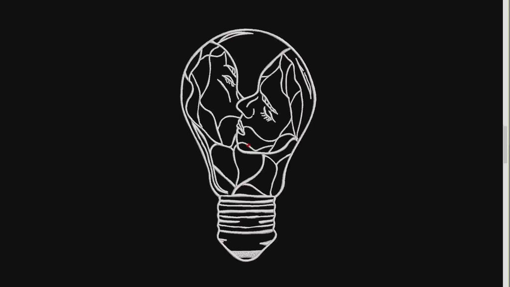 Kissing Couple Light Bulb Machine Embroidery Design