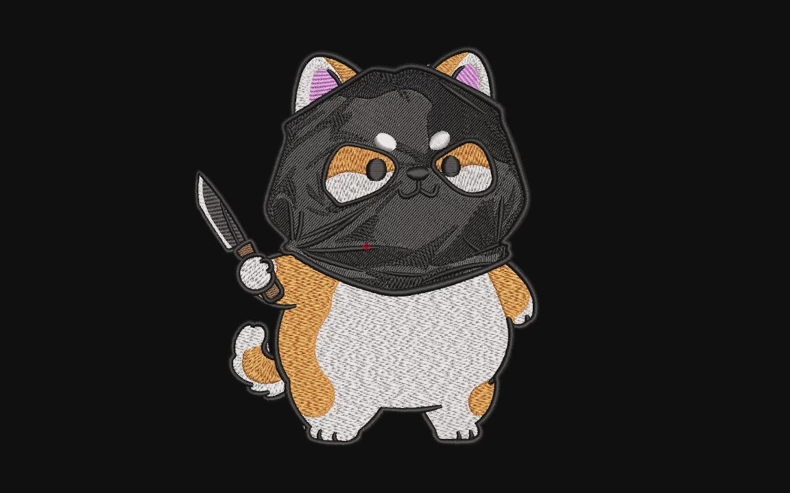 Balaclava Shiba Dog with Knife Machine Embroidery Design