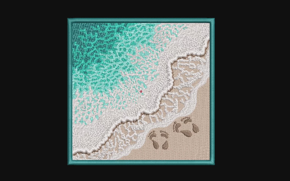 Ocean Wave Sandy Beach Machine Embroidery Design