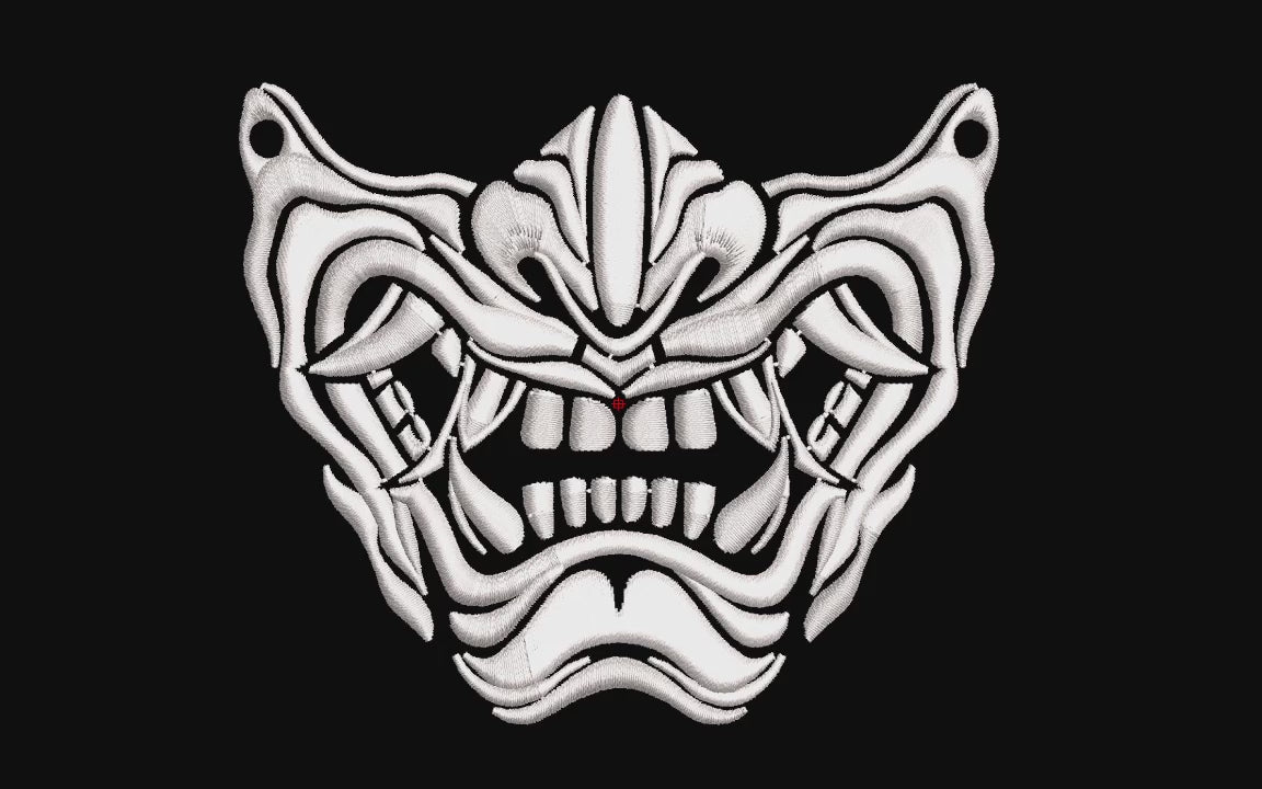 Japanese Samurai Mempo Mask Machine Embroidery Design