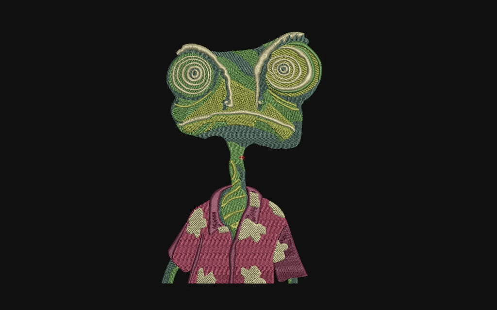 Chameleon in Hawaiian Shirt Machine Embroidery Design